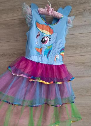 Нарядное платье my little pony радуга деш рейнбол 7-8л