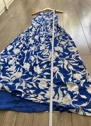 Oasis 6/32 xxs/xs/s романтична святкова вечірня максі зі спідницею плісе  синя в білий рослинний квітковий принт сукня5 фото