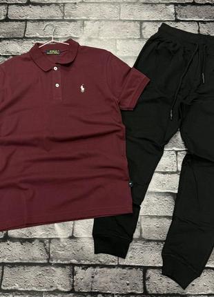Burgundy polo sweat suit sales