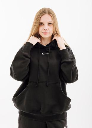 Женское худи nike w nsw phnx flc os po hoodie черный l (7ddq5860-010 l)