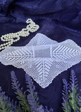 Винтаж!❄️🌿 ручная работа вязка крючком салфетка орнамент натуральный хлопок лист квадратная