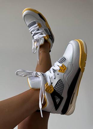 Nike air jordan 4 white yellow, кроссовки женские джордан найк 4, кроссовки найк джордан черенкие, кроссовки мужские джордан 4