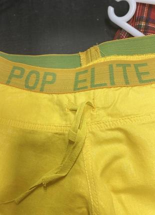 Жовто-золотисті тонкі лляні жіночі штани на поясі резинці elit pop 40 p5 фото
