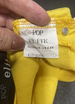 Жовто-золотисті тонкі лляні жіночі штани на поясі резинці elit pop 40 p7 фото