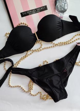 Victoria's secret original xs s m l 75c 80b 75a 70b купальник бандо класичний чорний