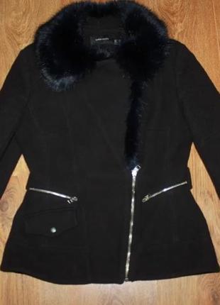 Karen millen xs-s дорога фірма! косуха полупальто 70% вовни+ кашемір з хутряним воротом! підкладка 1