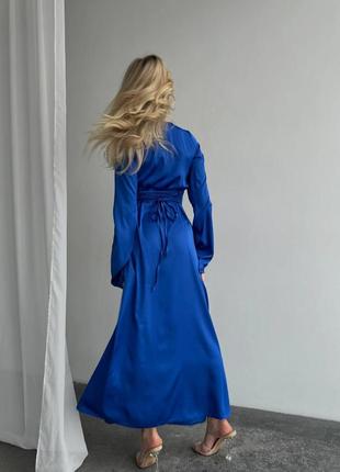Шелковое платье со шнуровкой миди8 фото