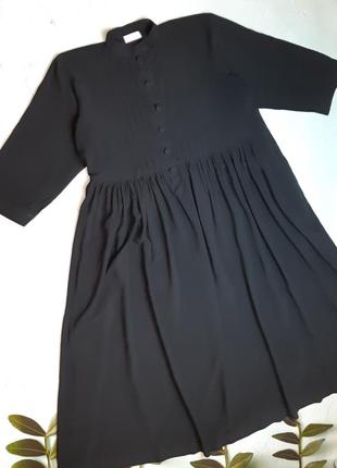 🎁1+1=3 стильное свободное черное платье-миди оверсайз soni, размер 46-488 фото