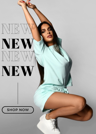 Мятный летний костюм oversize
