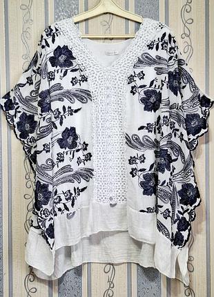 Натуральная итальянская блуза с вышивкой