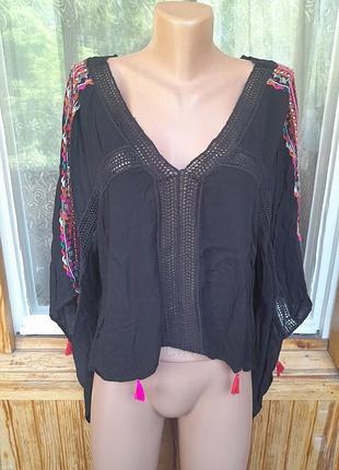 Оригінальна віскозна блуза накидка у бохо етно хіпі стилі