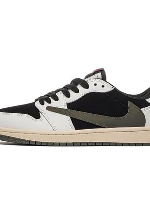 Чоловічі кросівки nike air jordan 1 low og x travis scott olive3 фото