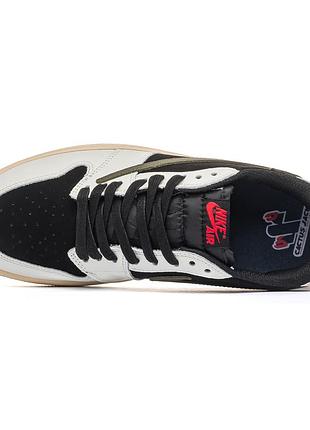 Чоловічі кросівки nike air jordan 1 low og x travis scott olive6 фото