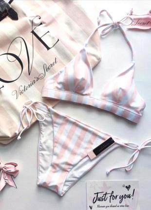 Купальник топ в полоску victoria's secret original m s 36 38 75b 75c 80a 80b на завязках