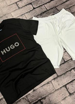 Мужской костюм футболка шорты hugo boss на лето4 фото