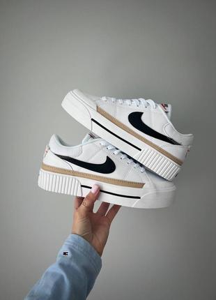 Женские кожаные кроссовки nike wody court legacy lift white найк корт гаси