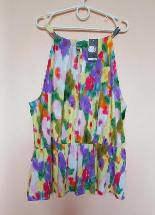 Яскрава різнокольорова еластична майка батал, маєчка, блузка без рукавів, блуза 56-58 р.