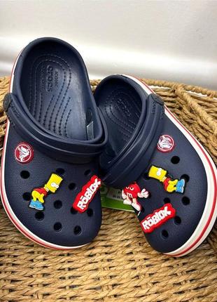 Детские кроксы сабо crocs crocband kids navy синие все размеры в наличии джибитсы