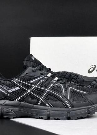 Женские кроссовки asics gel-kahana 8 black white ассикс черного с белым цветами3 фото