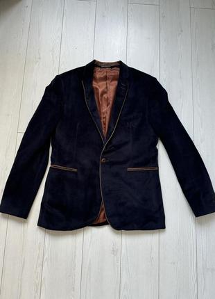 Пиджак вельвет темно-синий размер 54( или с-м)