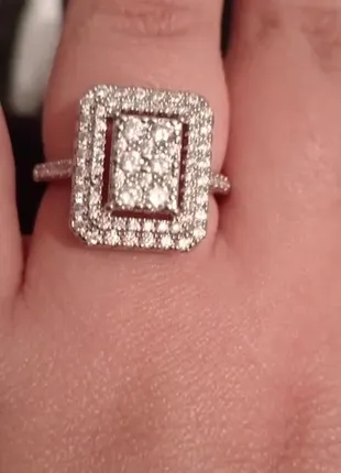 (1240) модные квадратные, кубические циркониевые медные кольца для женщин серебристого цвета