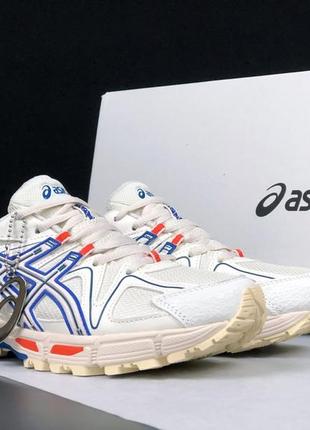 Asics gel-kahana 8 кроссовки мужские акс весенние летние демисезонные низкие кожа кожа кожаные сетка легкие текстильные топ качество белые с бежевым5 фото