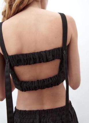 Топ с открытой спиной из хлопка на завязках zara xs s2 фото