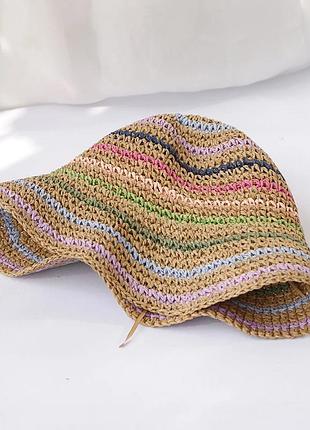 Женская соломенная вязанная шляпа шляпка панама панамка соломенная бумажная