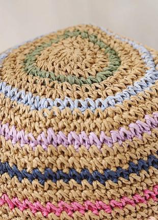 Женская соломенная вязанная шляпа шляпка панама панамка соломенная бумажная