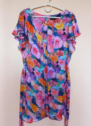 Яркое разноцветное легкое короткое платье, платье яркое, туника, туника 54-56 г.1 фото