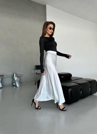 Довга сатинова спідниця, длинная сатиновая юбка3 фото