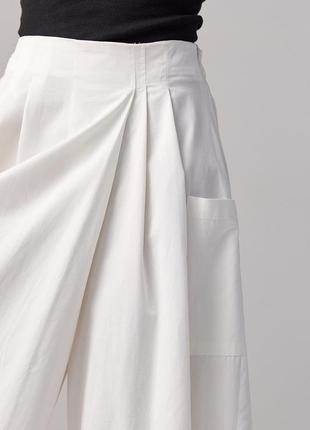 Женские штаны-кюлоты с имитацией юбки - молочный цвет, m (есть размеры)4 фото