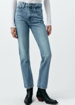 Джинси zara straight fit high waist