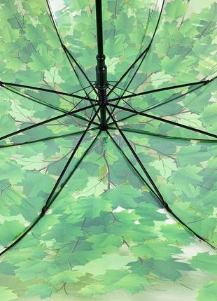 Прозрачный зонт-трость c куполом грибком и кленовыми листьями, paolo rossi, зеленый, 03468-1