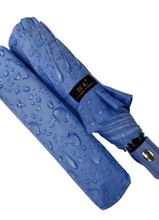 Женский зонт полуавтомат "капли дождя" от s&l на 10 спиц, голубой, 01605р-3
