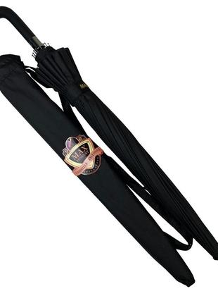 Полуавтоматический мужской зонт-трость на 16 спиц от toprain, черный, 01003-1