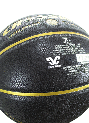 Баскетбольний м'яч crossway поліуретановий 7 чорний золотий3 фото