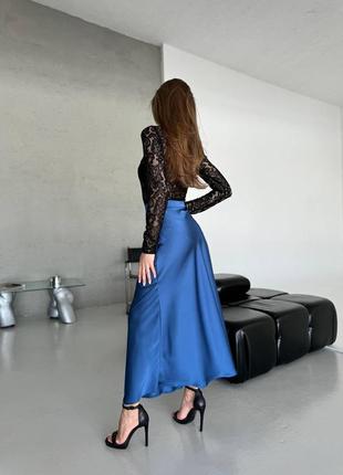 Довга сатинова спідниця, длинная сатиновая юбка5 фото