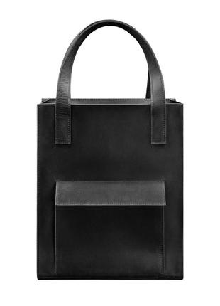Шкіряна сумка жіноча blanknote бетсі з кишенею чорна (bn-bag-10-1-g-kr)