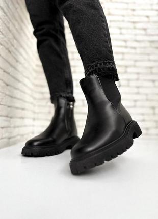 Нові чорні зимові челсі ботинки черевики6 фото
