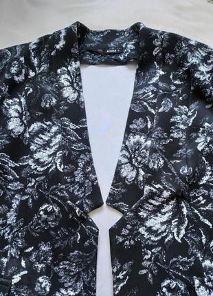 Шикарный пиджак блейзер удлиненный трикотажный жакет без подкладки и застежки цветочный принт3 фото