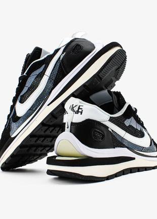 Кроссовки мужские sacai x nike vaporwaffle black/white6 фото