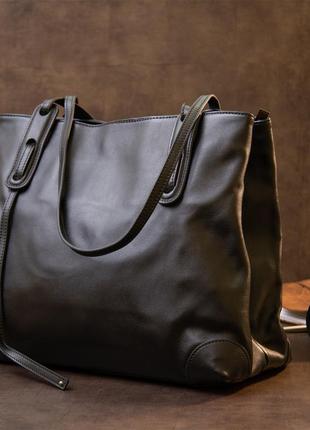 Сумка жіноча прямокутної форми vintage 20400 чорна 35х28х12,5