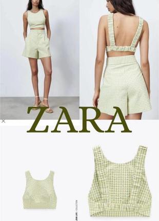 Кроп топ zara в зеленую клетку, l