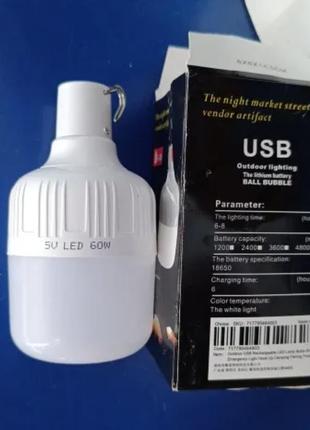 Кемпинговый фонарь. заряжается от usb кабеля. имеет три режима освещения. при...