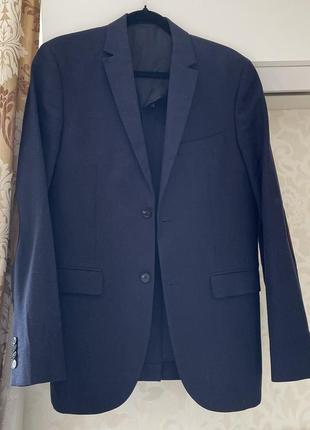 Чоловічий класичний літній темно синій піджак
