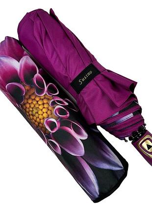 Женский зонт полуавтомат с двойной тканью от susino на 9 спиц, с принтом цветка...