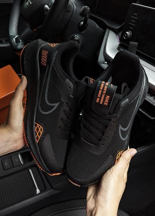 Мужские кроссовки nike run черные с оранжевым