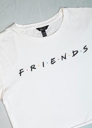 🎁1+1=3 стильна біла натуральна футболка friends new look, розмір 44 - 464 фото