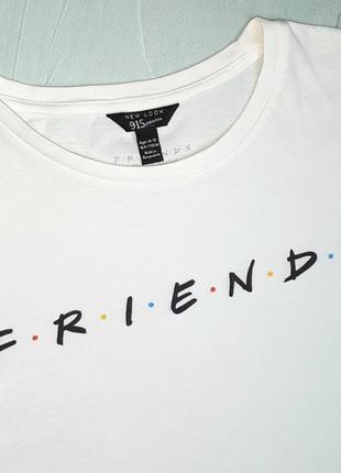 🎁1+1=3 стильная белая натуральная футболка friends new look, размер 44 - 463 фото